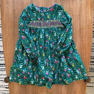 Beautiful Mini Boden Christmas smocked dress, size 3-4T, green fairy mushroom